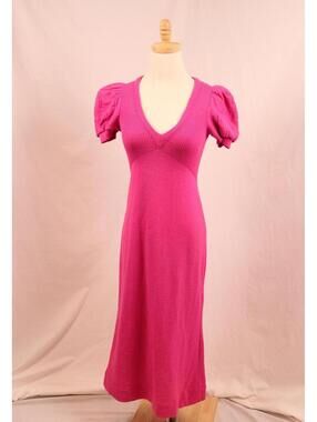 Vintage Pink Knit Puff Shoulder Sweater Dress XS / Small USA Union-Made ILGWU